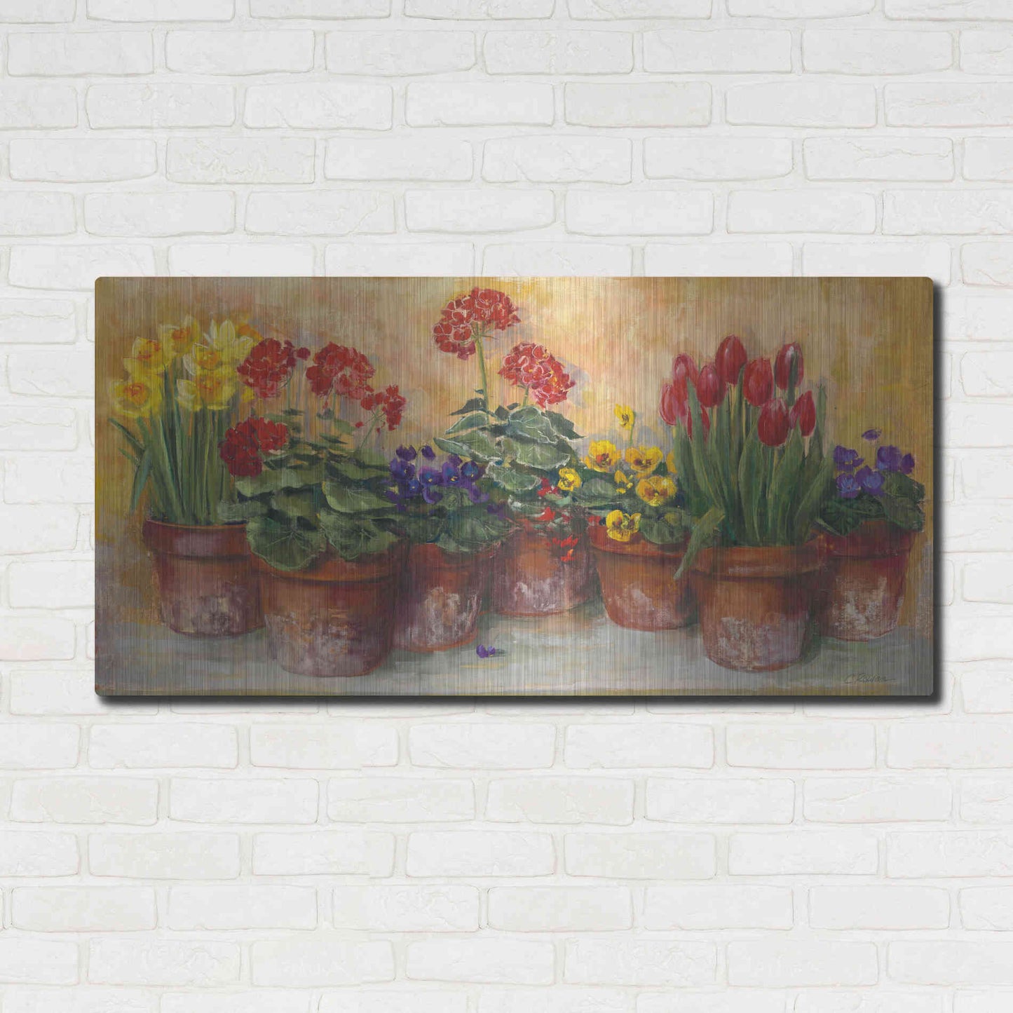 Luxe Metal Art 'Spring In The Greenhouse' by Carol Rowan, Metal Wall Art,48x24