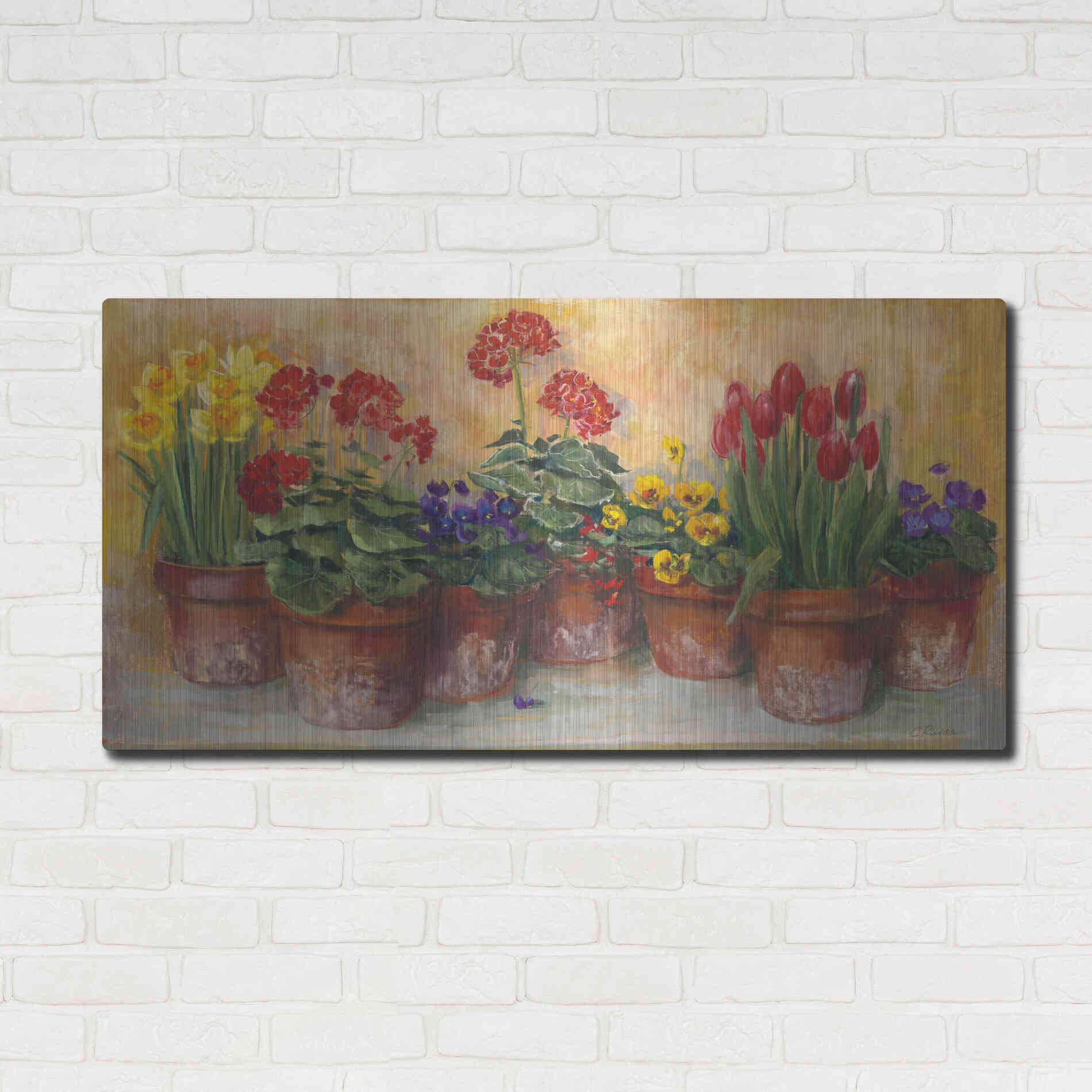 Luxe Metal Art 'Spring In The Greenhouse' by Carol Rowan, Metal Wall Art,48x24