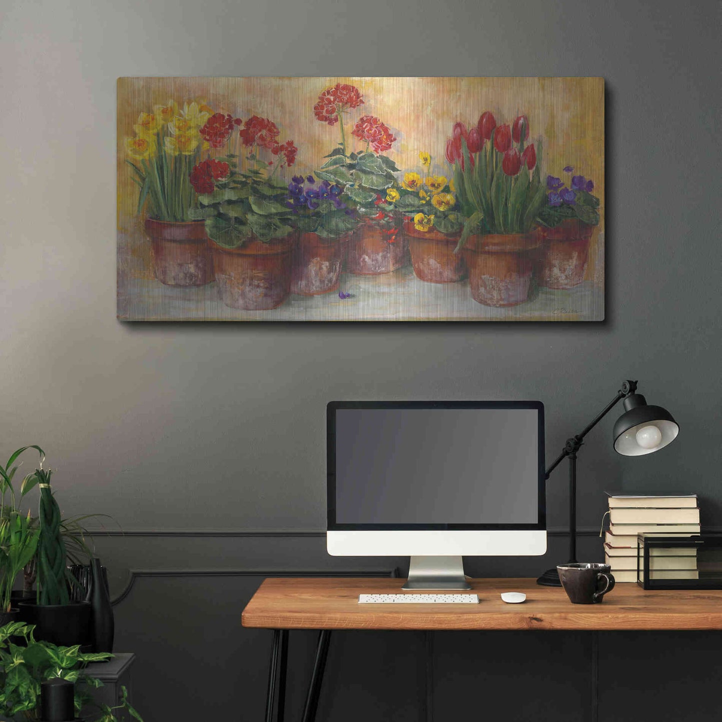 Luxe Metal Art 'Spring In The Greenhouse' by Carol Rowan, Metal Wall Art,48x24
