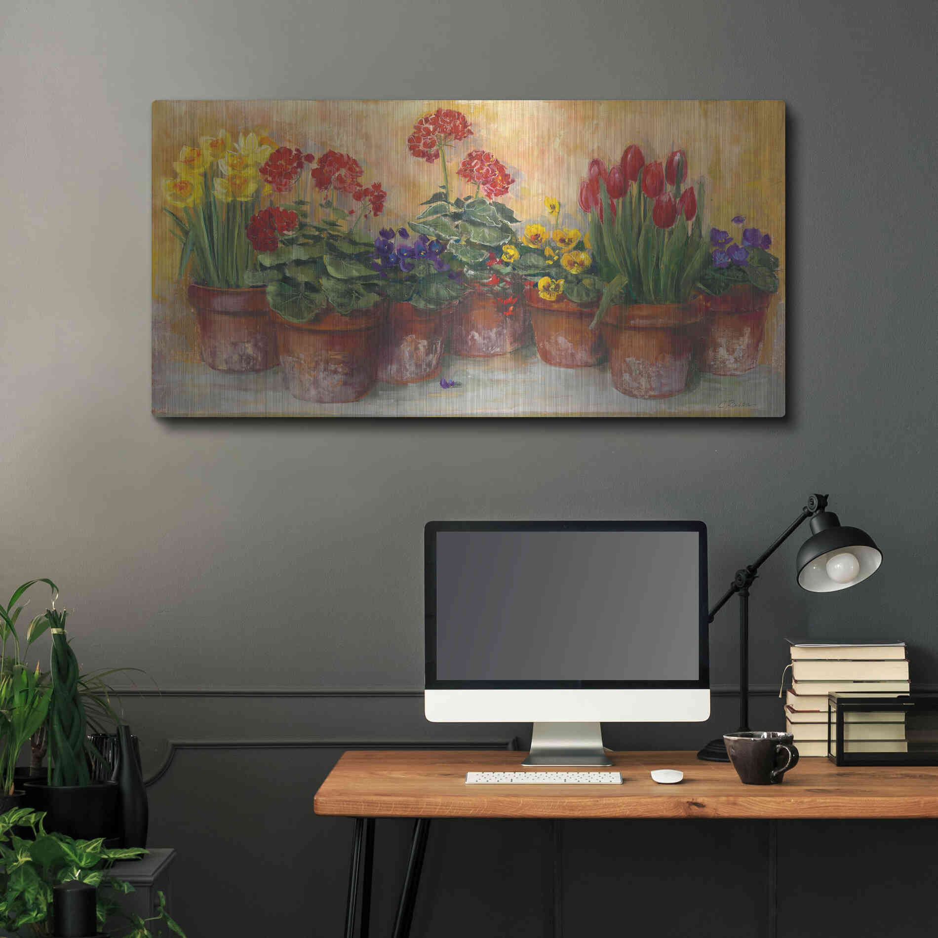 Luxe Metal Art 'Spring In The Greenhouse' by Carol Rowan, Metal Wall Art,48x24