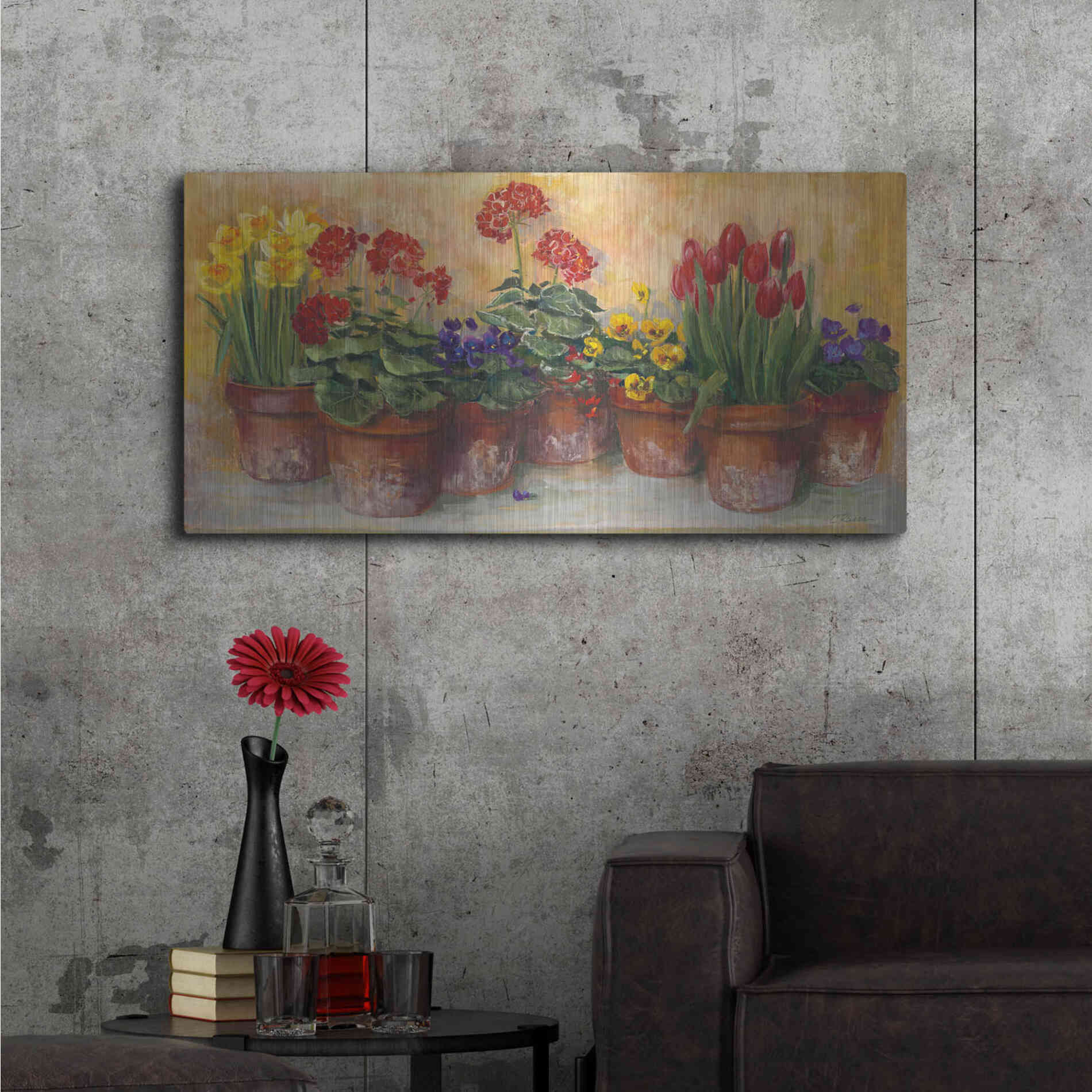Luxe Metal Art 'Spring In The Greenhouse' by Carol Rowan, Metal Wall Art,48x24