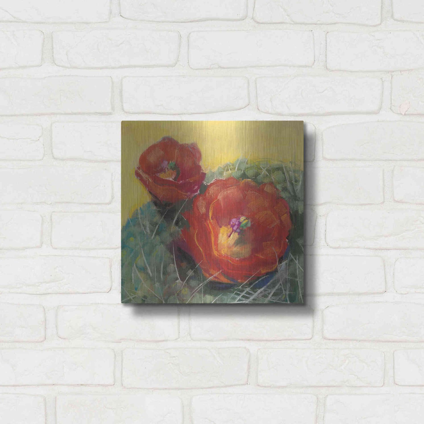 Luxe Metal Art 'Blooming Succulent I' by Carol Rowan, Metal Wall Art,12x12