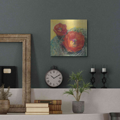 Luxe Metal Art 'Blooming Succulent I' by Carol Rowan, Metal Wall Art,12x12