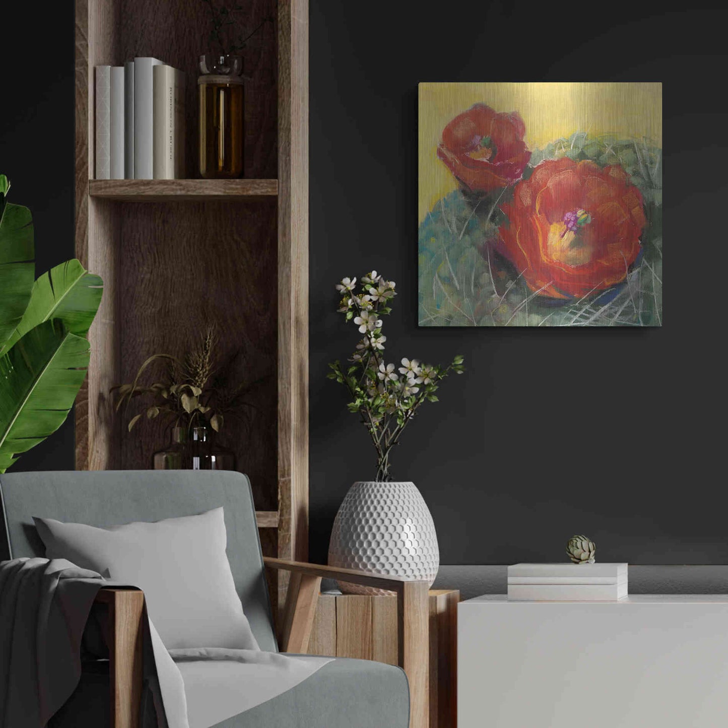 Luxe Metal Art 'Blooming Succulent I' by Carol Rowan, Metal Wall Art,24x24