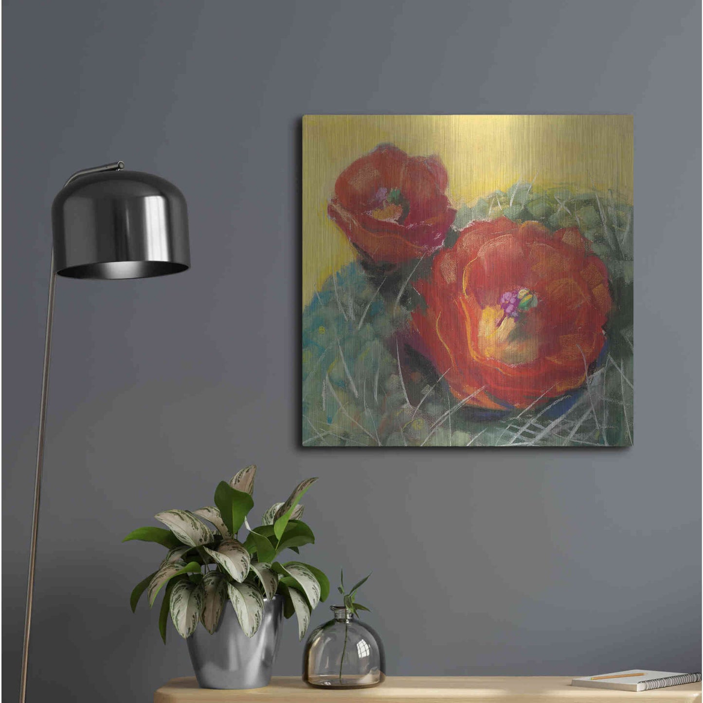 Luxe Metal Art 'Blooming Succulent I' by Carol Rowan, Metal Wall Art,24x24