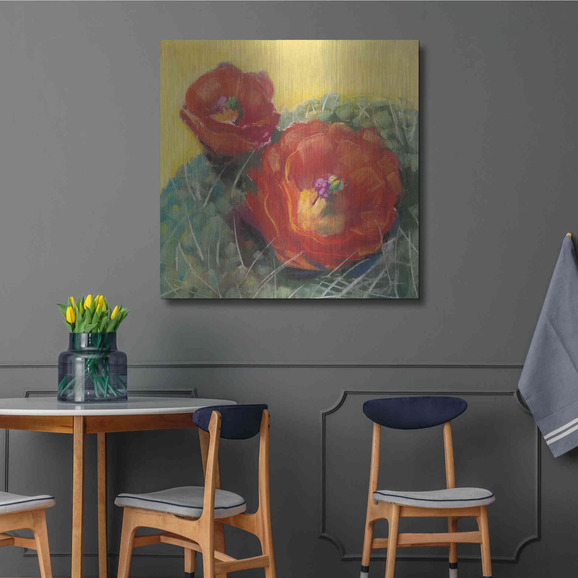 Luxe Metal Art 'Blooming Succulent I' by Carol Rowan, Metal Wall Art,36x36