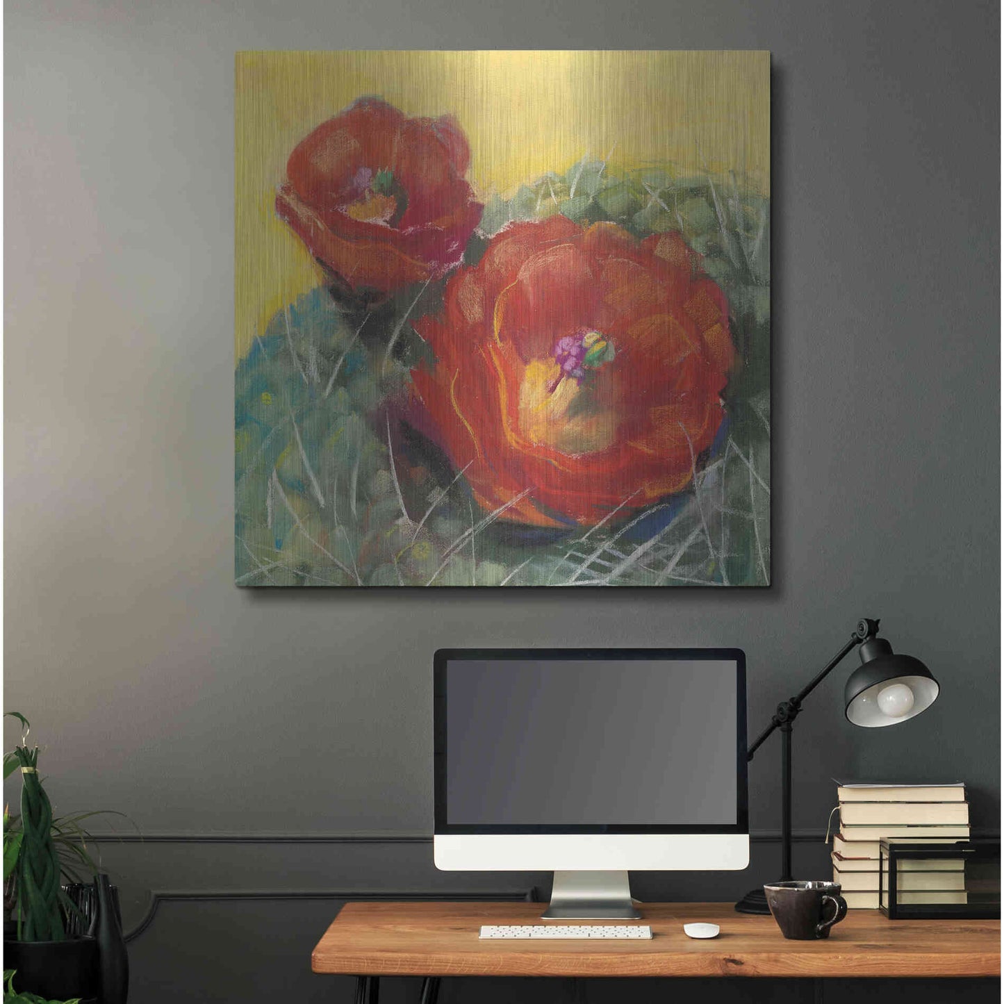 Luxe Metal Art 'Blooming Succulent I' by Carol Rowan, Metal Wall Art,36x36