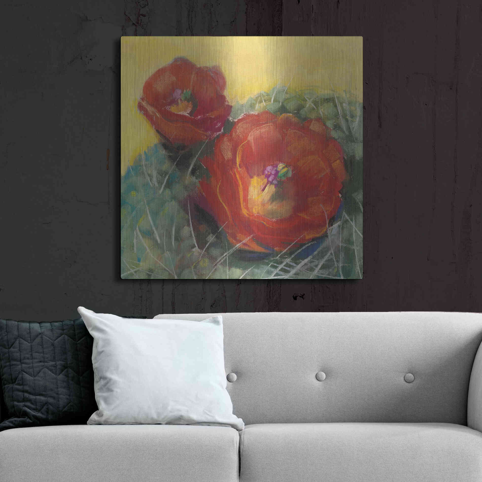 Luxe Metal Art 'Blooming Succulent I' by Carol Rowan, Metal Wall Art,36x36