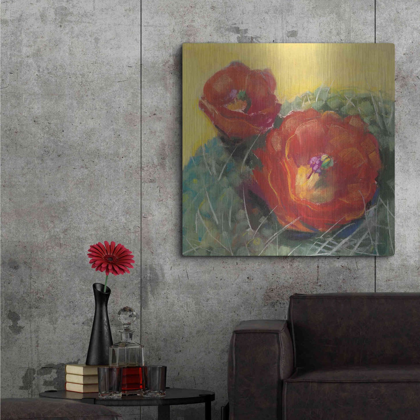 Luxe Metal Art 'Blooming Succulent I' by Carol Rowan, Metal Wall Art,36x36