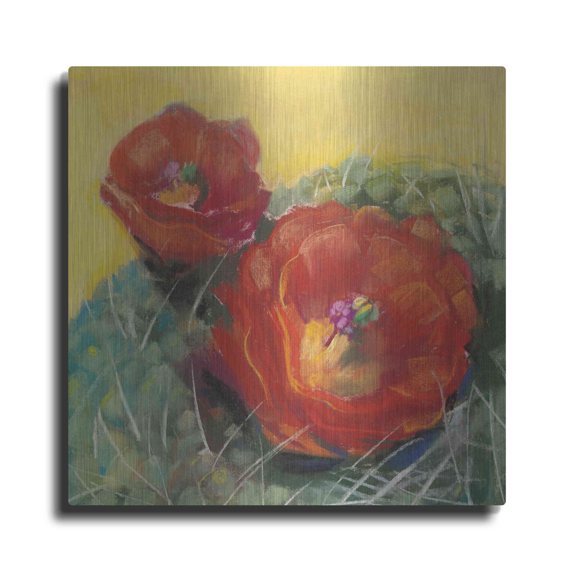 Luxe Metal Art 'Blooming Succulent I' by Carol Rowan, Metal Wall Art