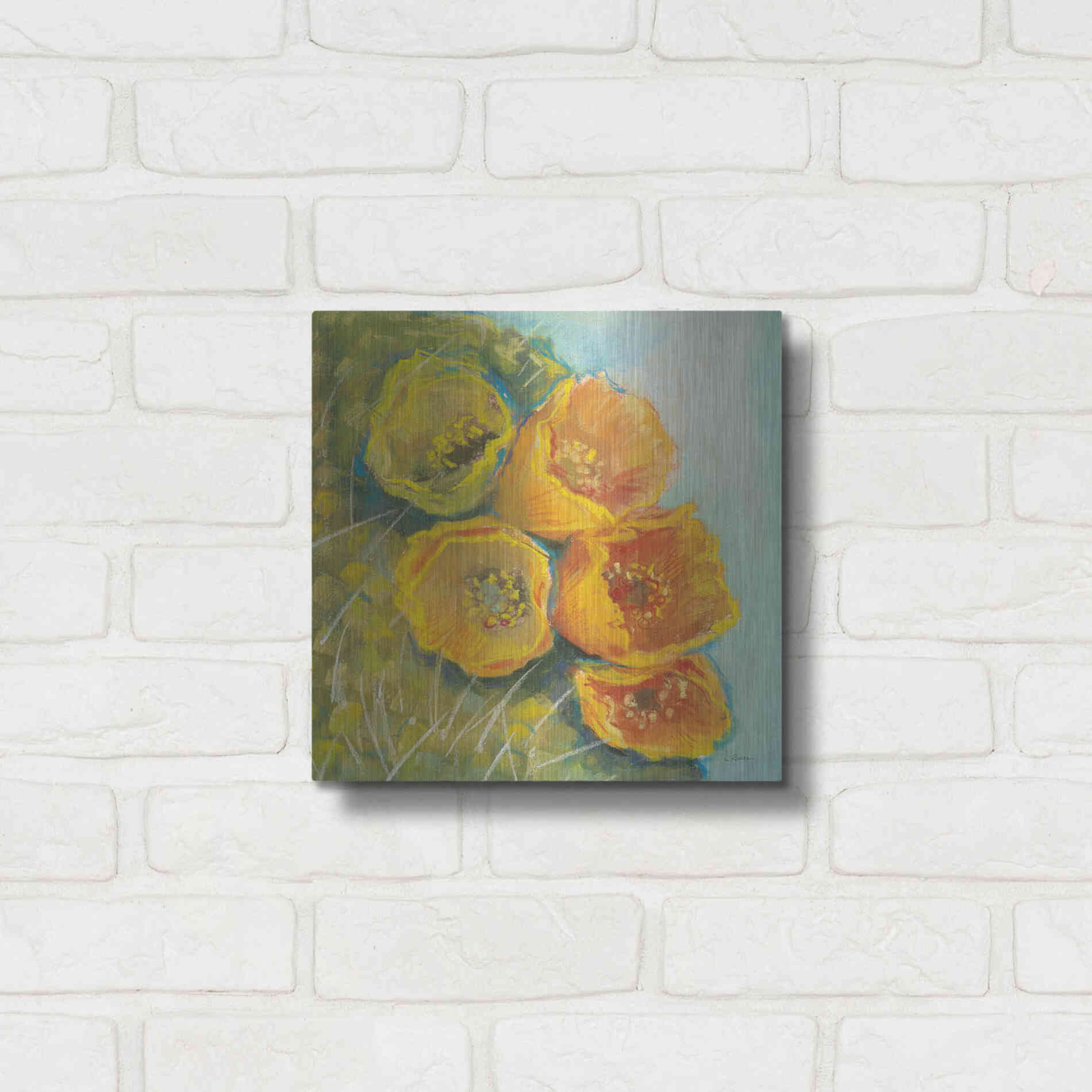 Luxe Metal Art 'Blooming Succulent II' by Carol Rowan, Metal Wall Art,12x12