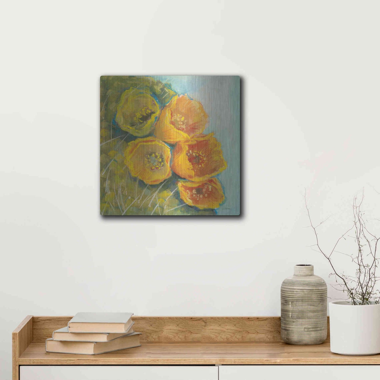 Luxe Metal Art 'Blooming Succulent II' by Carol Rowan, Metal Wall Art,12x12