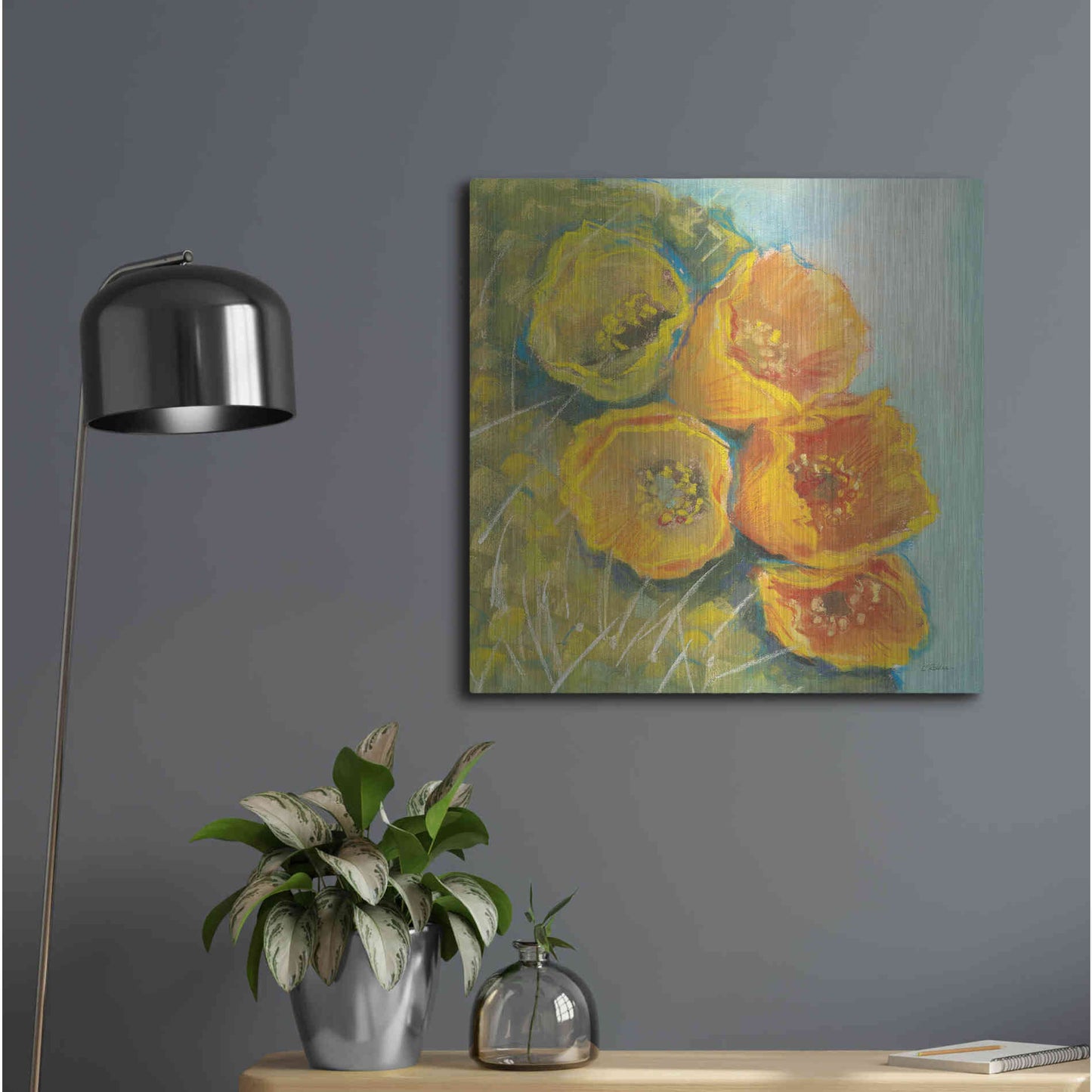 Luxe Metal Art 'Blooming Succulent II' by Carol Rowan, Metal Wall Art,24x24