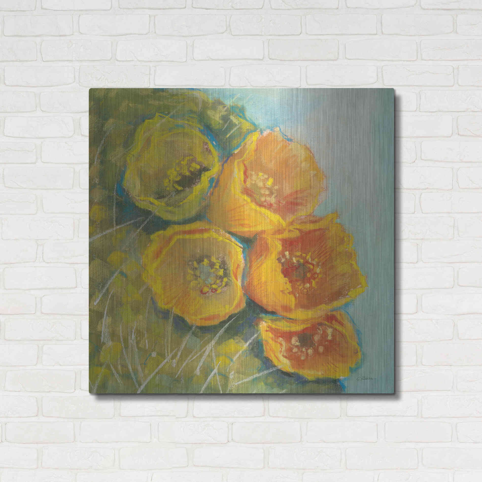 Luxe Metal Art 'Blooming Succulent II' by Carol Rowan, Metal Wall Art,36x36