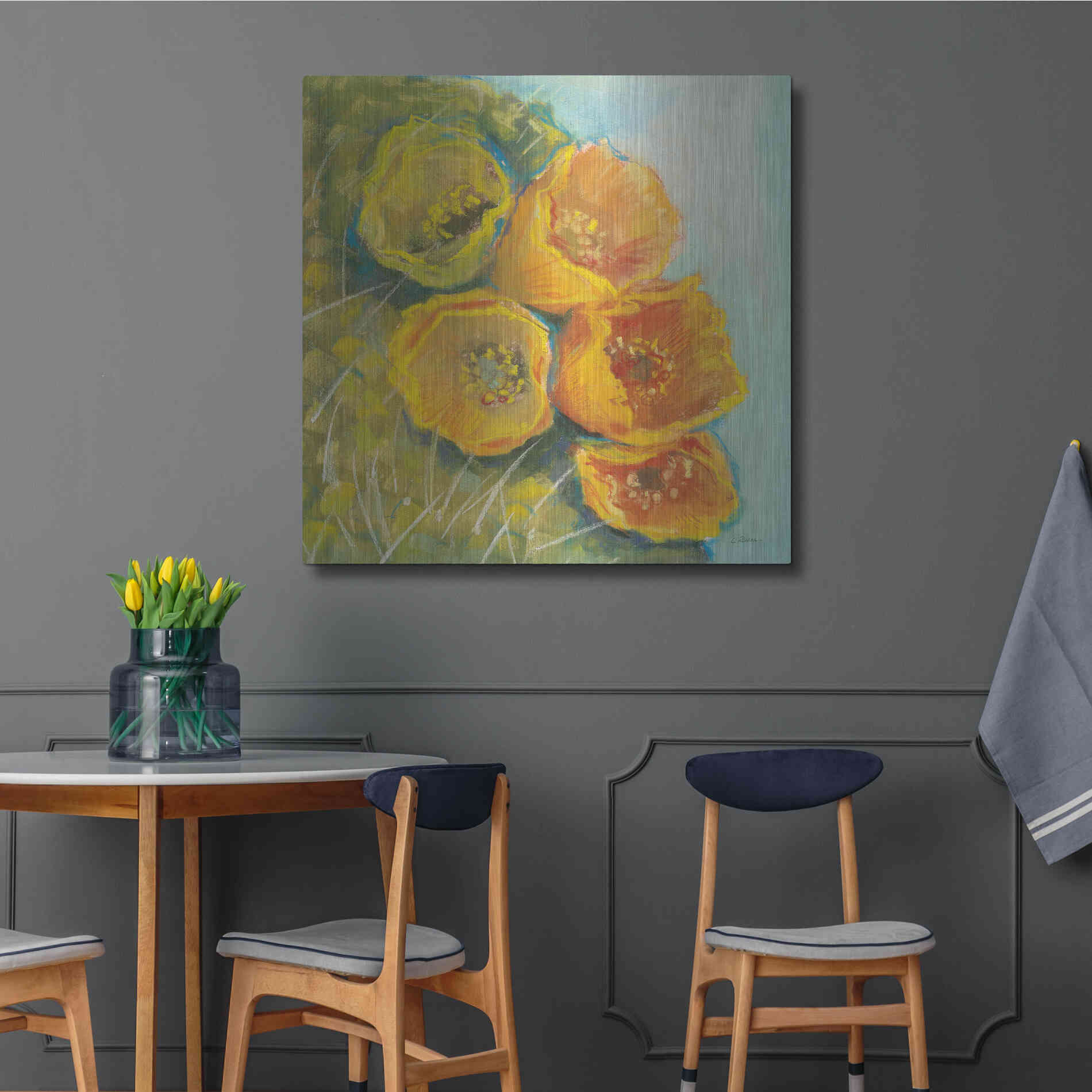 Luxe Metal Art 'Blooming Succulent II' by Carol Rowan, Metal Wall Art,36x36