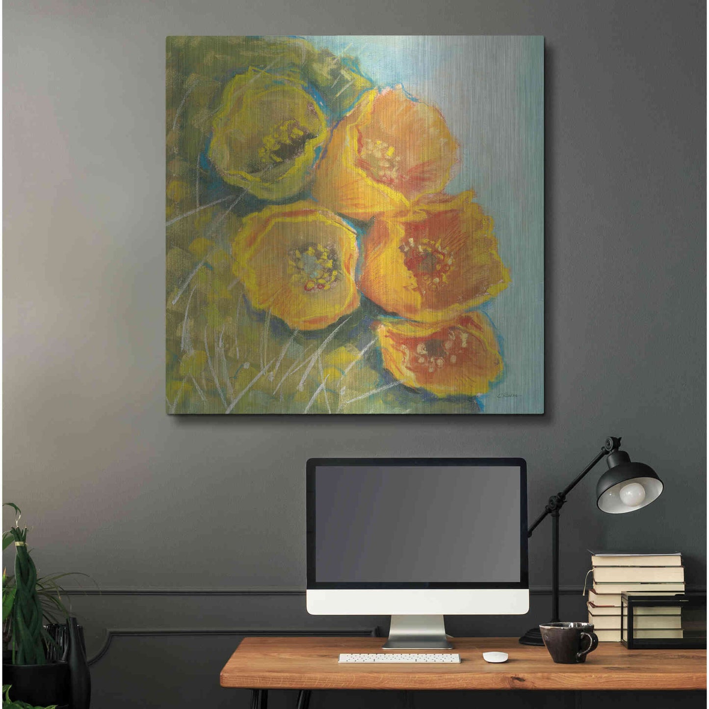 Luxe Metal Art 'Blooming Succulent II' by Carol Rowan, Metal Wall Art,36x36