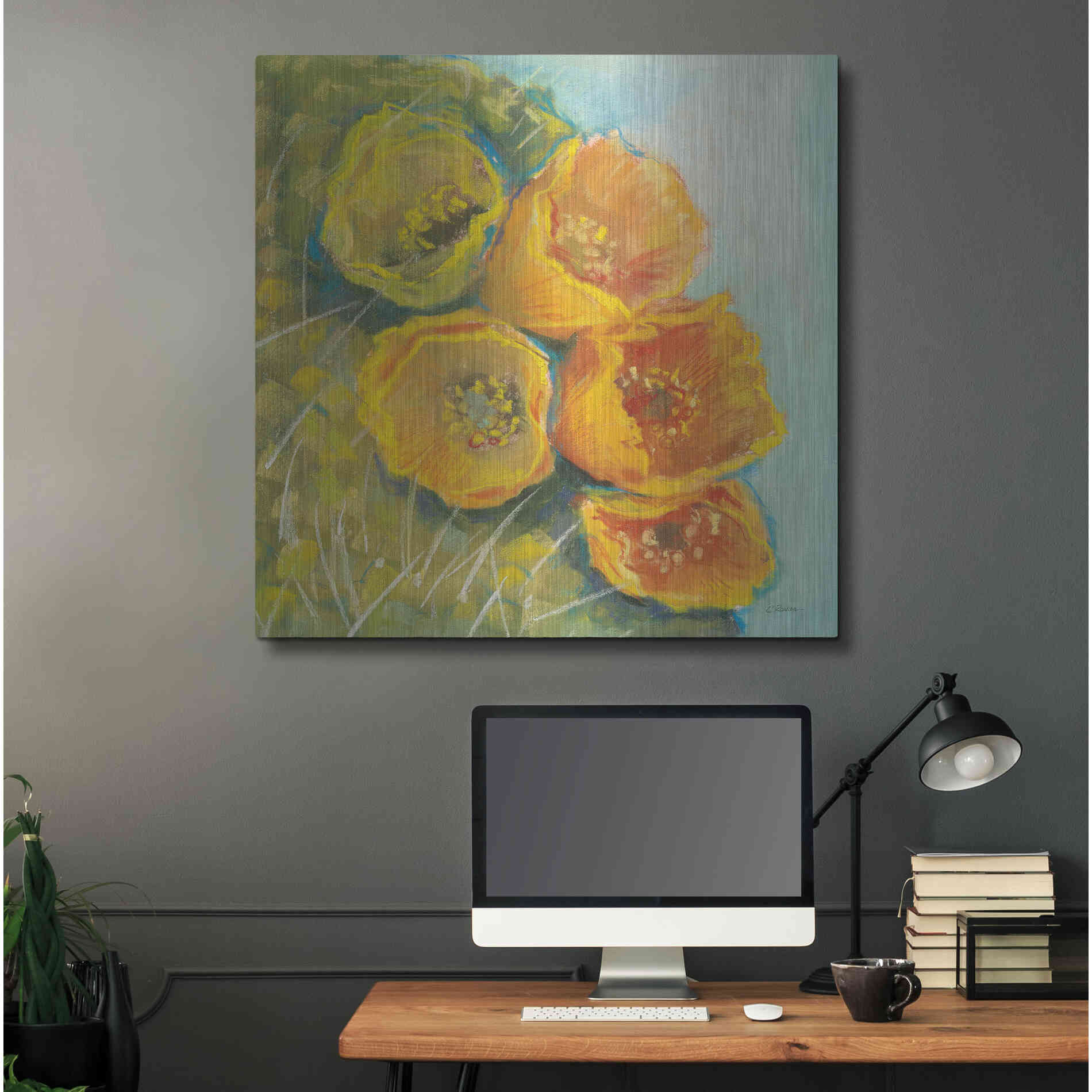 Luxe Metal Art 'Blooming Succulent II' by Carol Rowan, Metal Wall Art,36x36