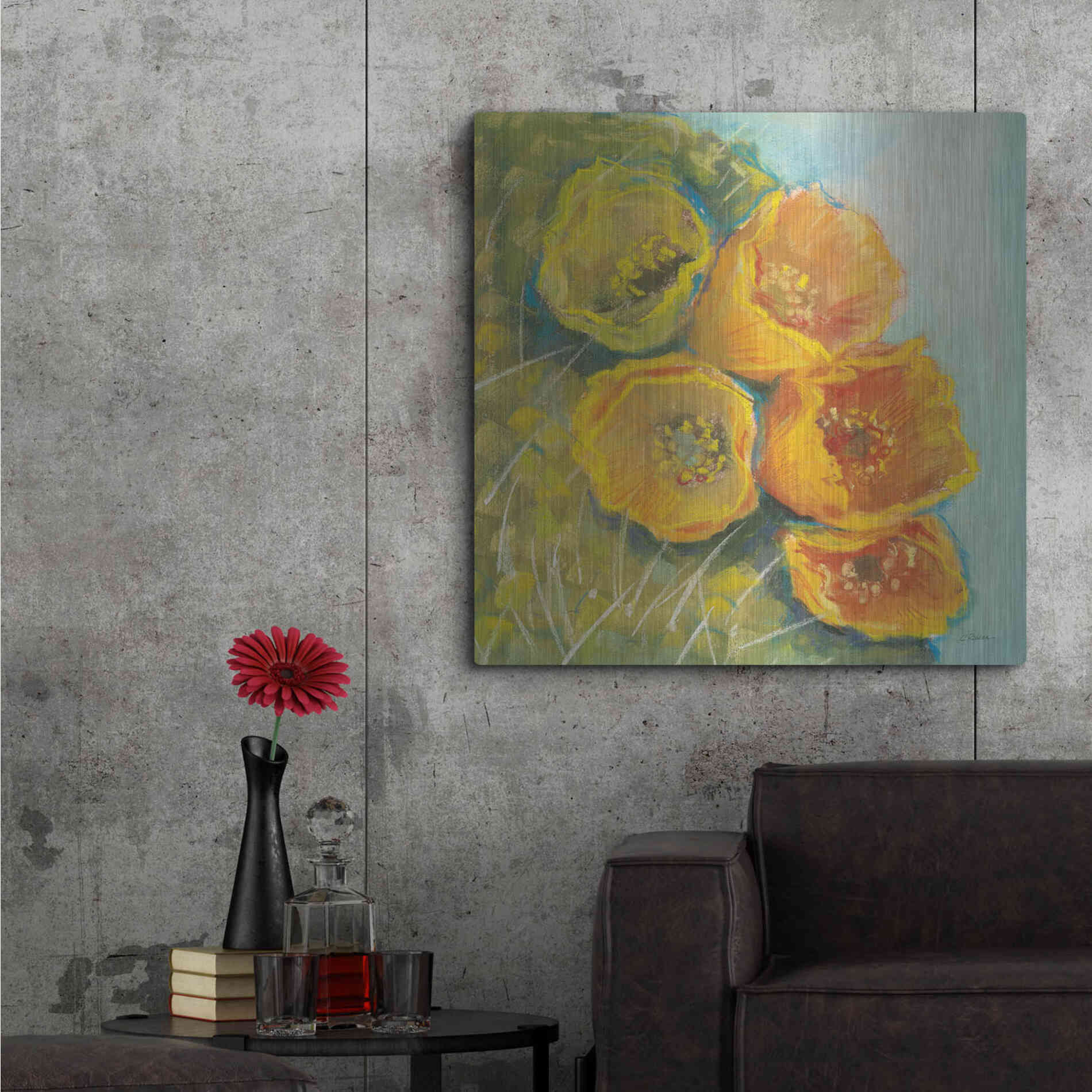 Luxe Metal Art 'Blooming Succulent II' by Carol Rowan, Metal Wall Art,36x36