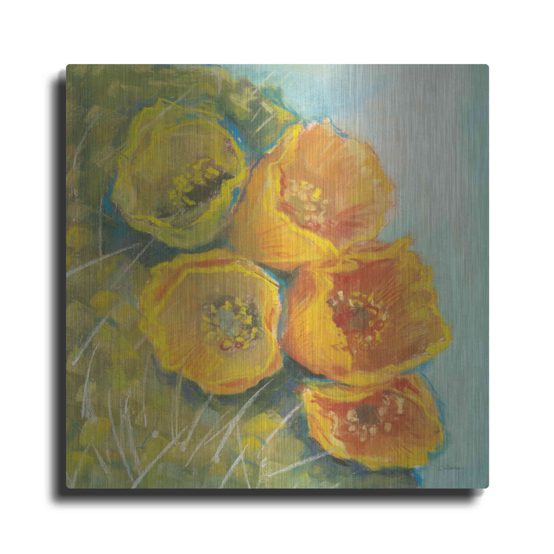 Luxe Metal Art 'Blooming Succulent II' by Carol Rowan, Metal Wall Art