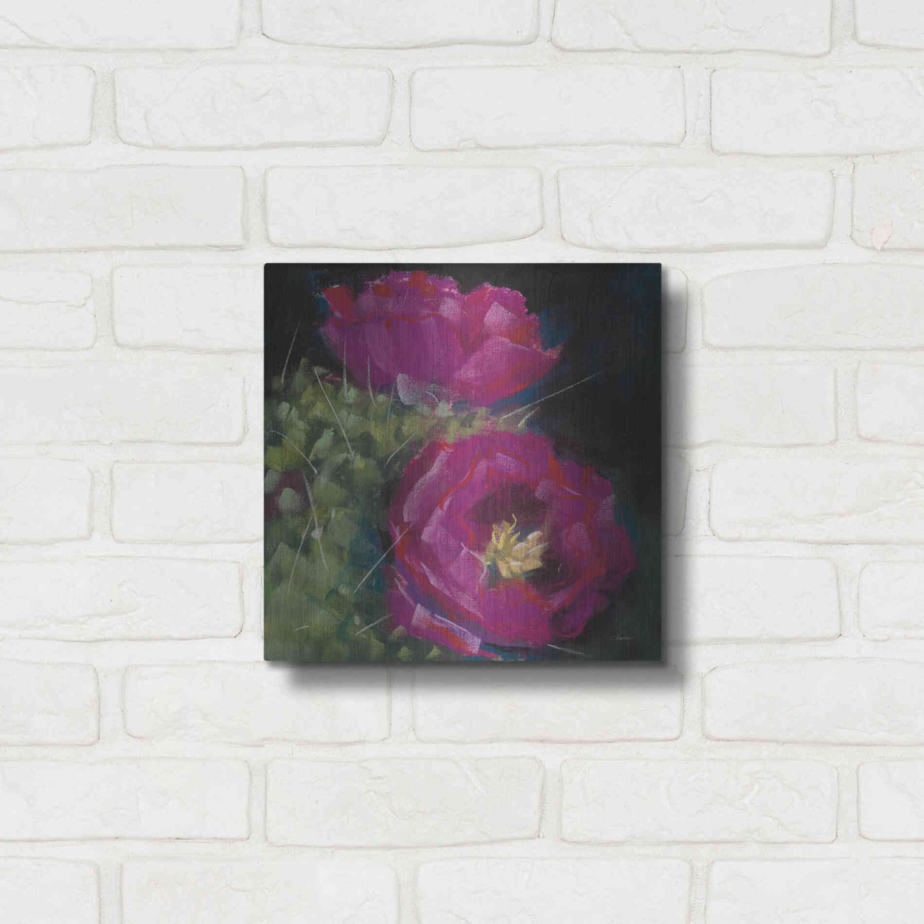 Luxe Metal Art 'Blooming Succulent III' by Carol Rowan, Metal Wall Art,12x12