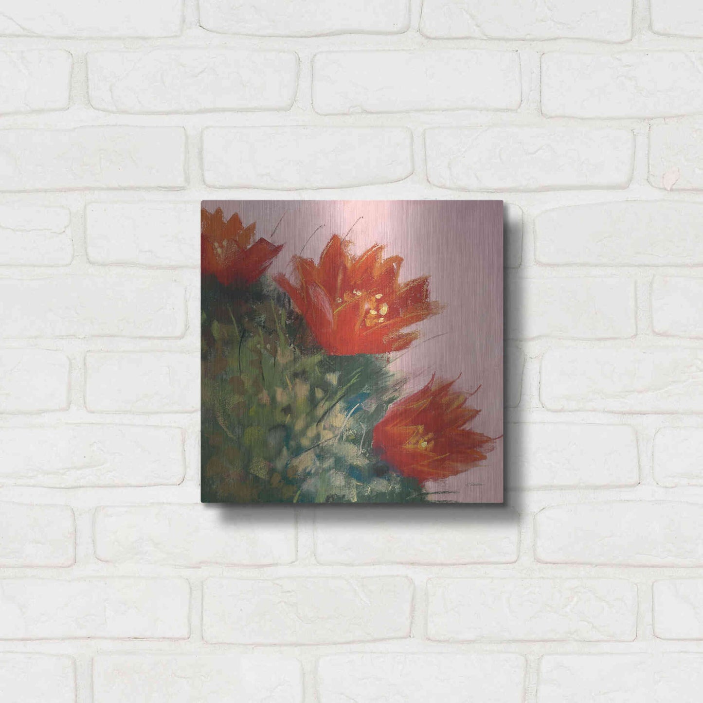 Luxe Metal Art 'Blooming Succulent IV' by Carol Rowan, Metal Wall Art,12x12