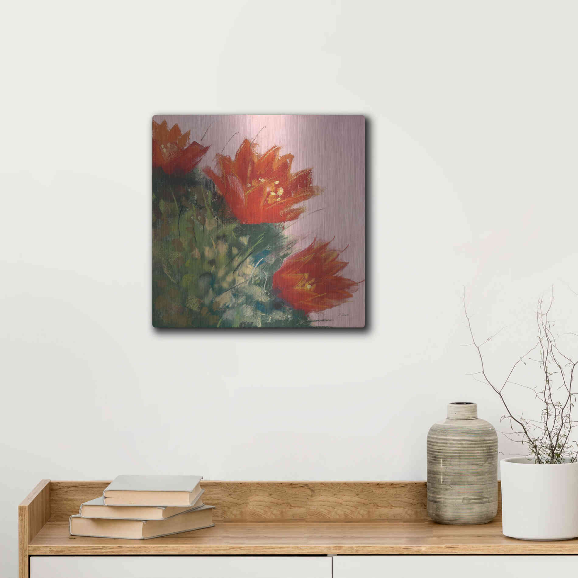 Luxe Metal Art 'Blooming Succulent IV' by Carol Rowan, Metal Wall Art,12x12