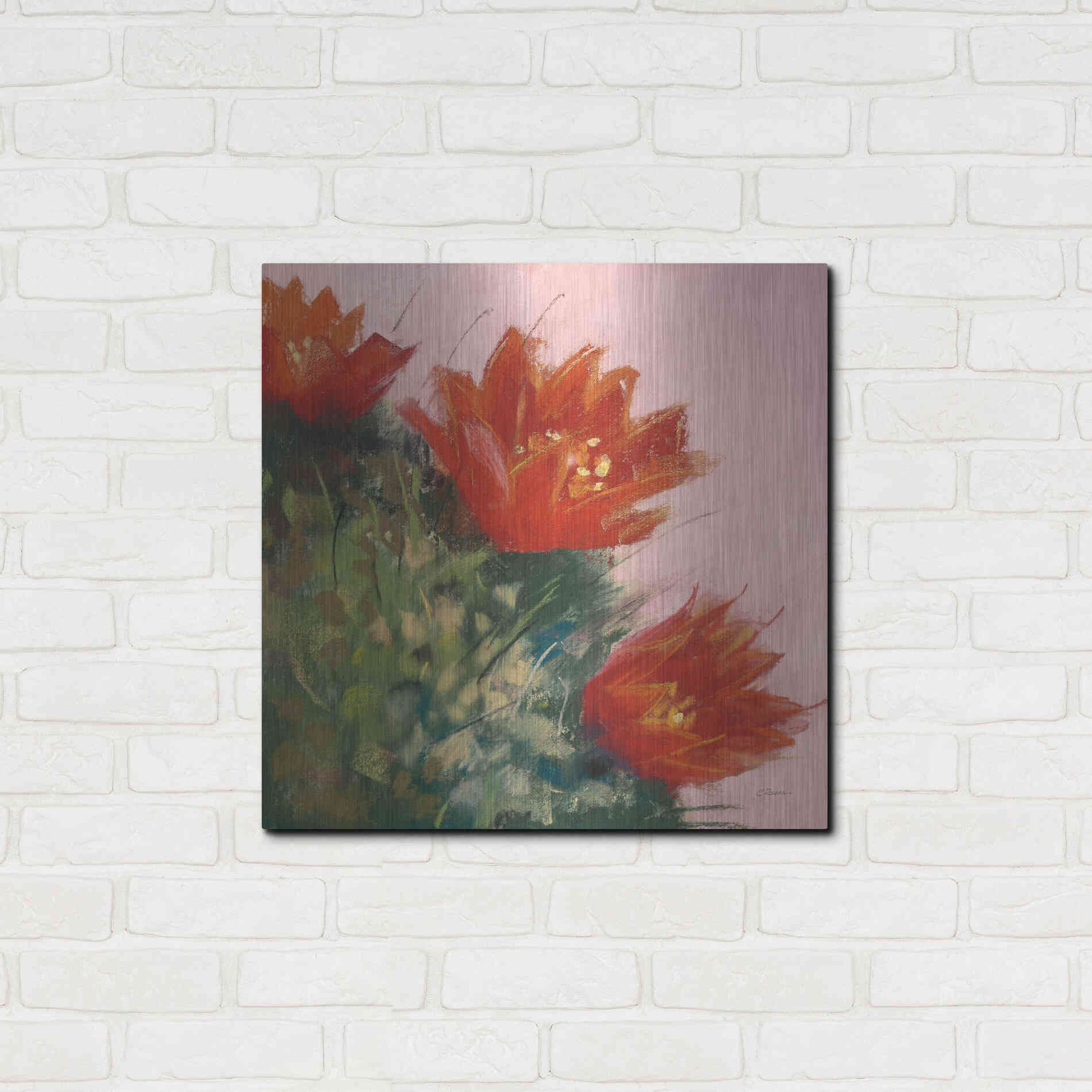 Luxe Metal Art 'Blooming Succulent IV' by Carol Rowan, Metal Wall Art,24x24