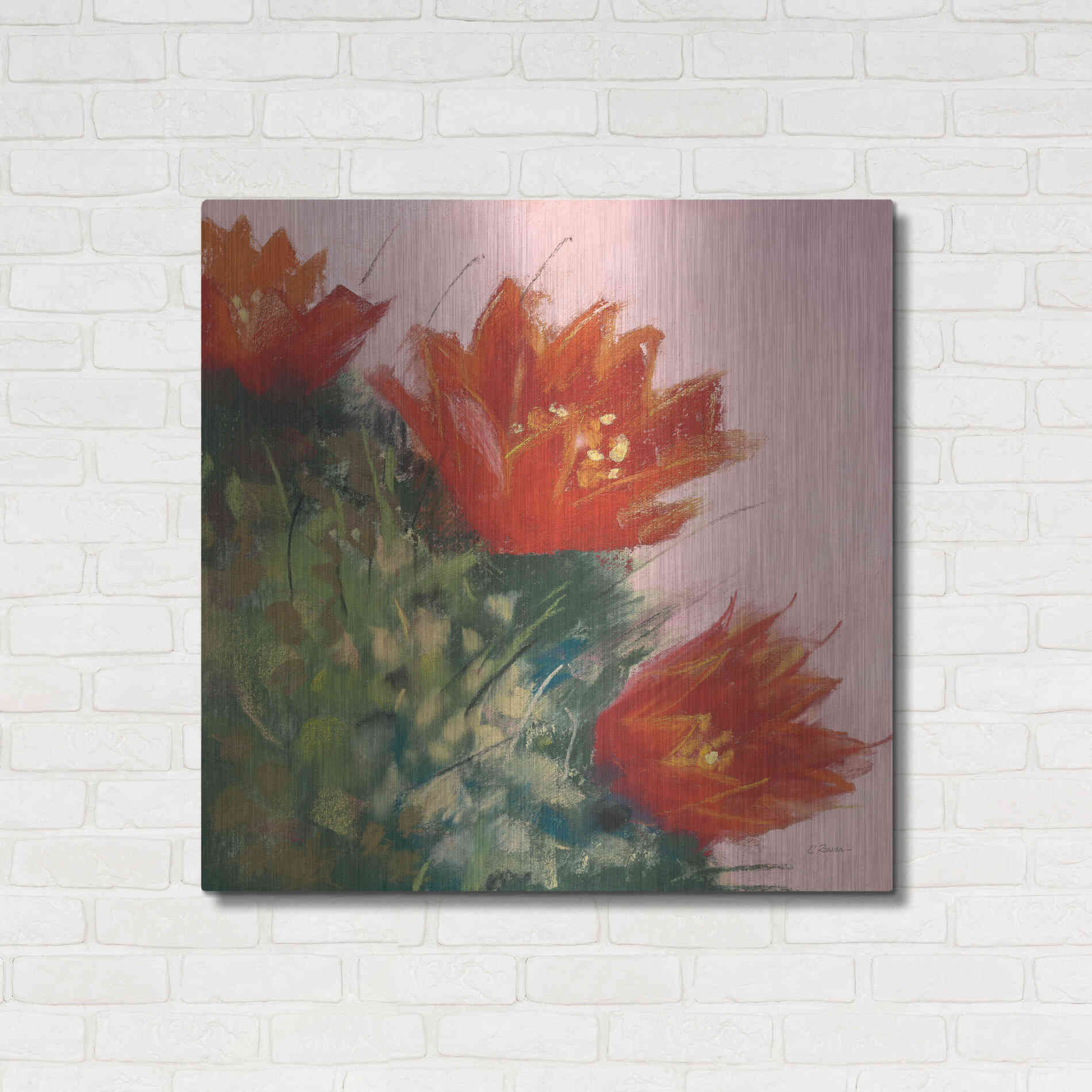 Luxe Metal Art 'Blooming Succulent IV' by Carol Rowan, Metal Wall Art,36x36