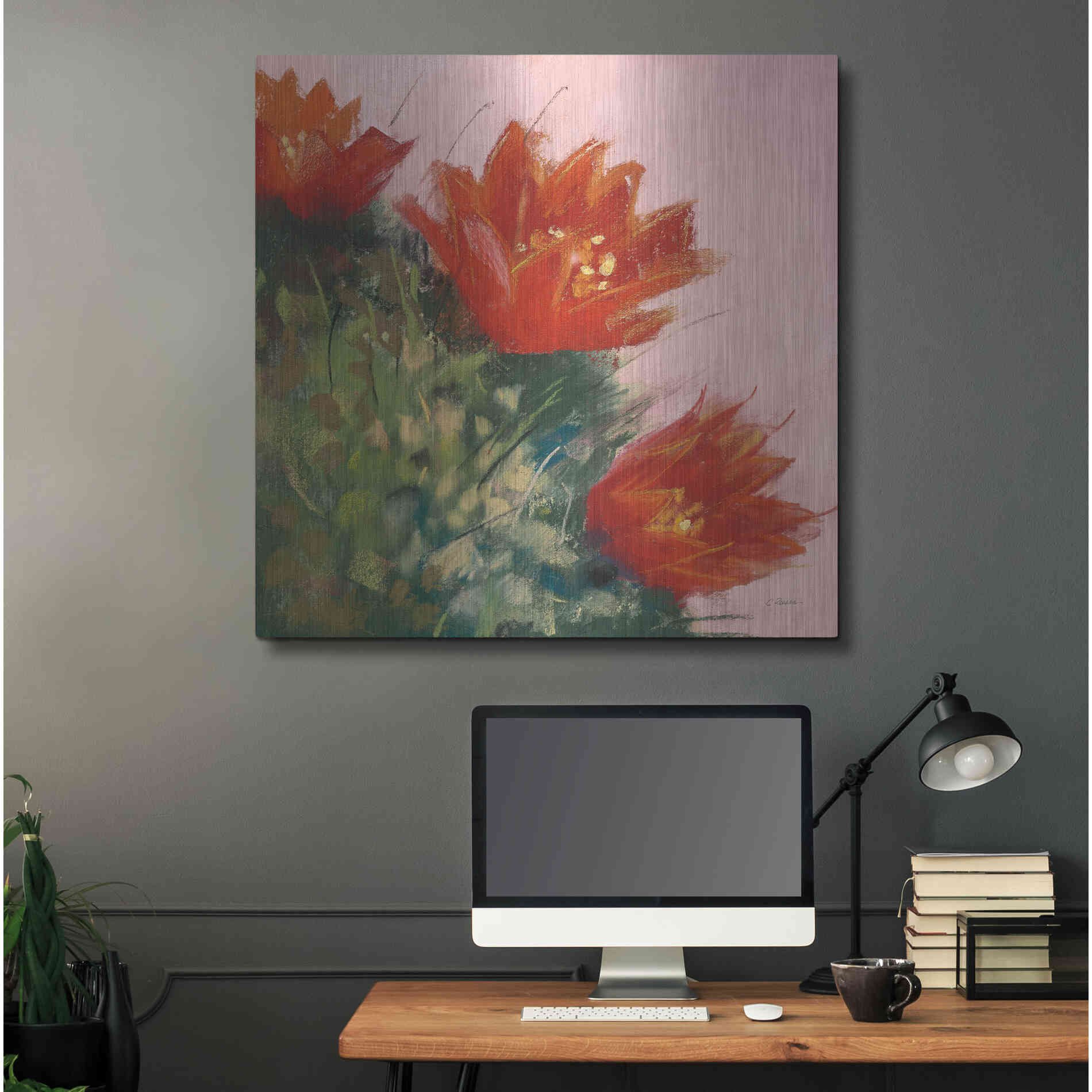 Luxe Metal Art 'Blooming Succulent IV' by Carol Rowan, Metal Wall Art,36x36