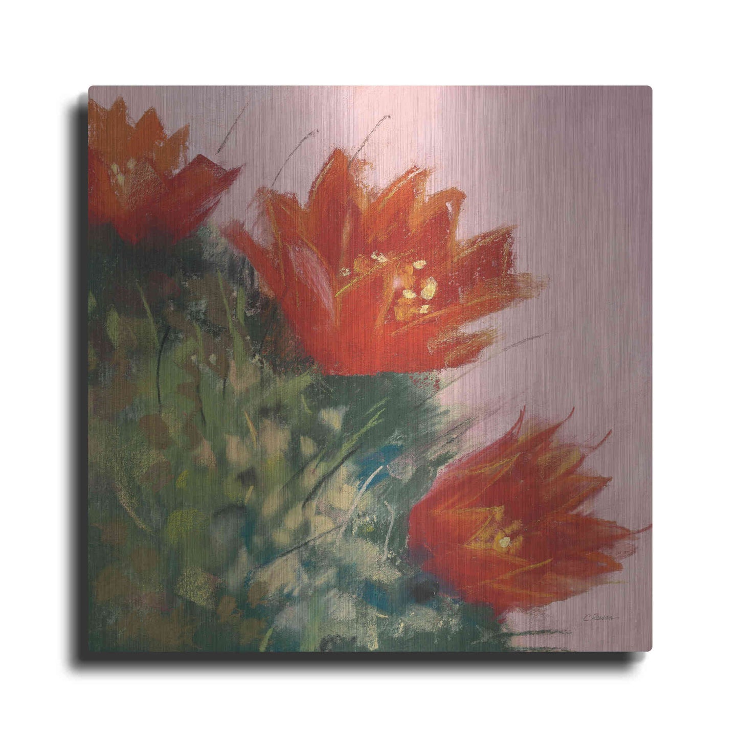 Luxe Metal Art 'Blooming Succulent IV' by Carol Rowan, Metal Wall Art