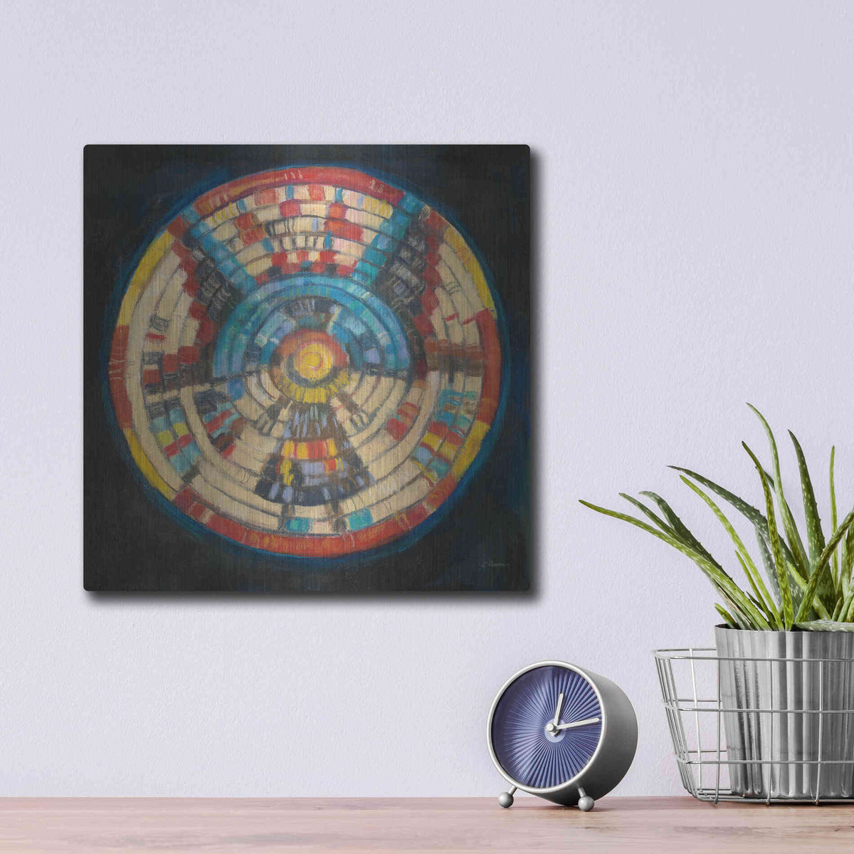 Luxe Metal Art 'Kachina Basket' by Carol Rowan, Metal Wall Art,12x12