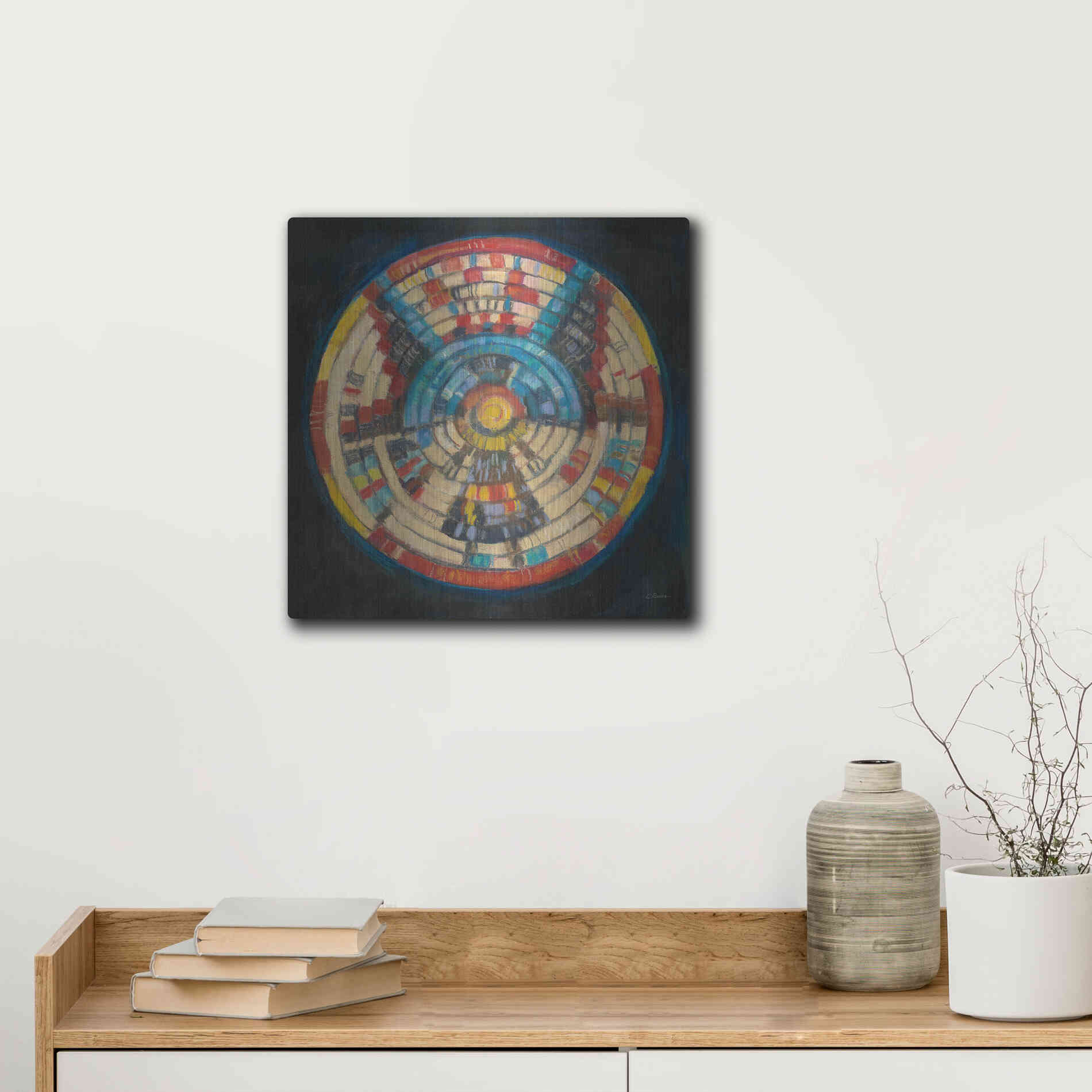 Luxe Metal Art 'Kachina Basket' by Carol Rowan, Metal Wall Art,12x12