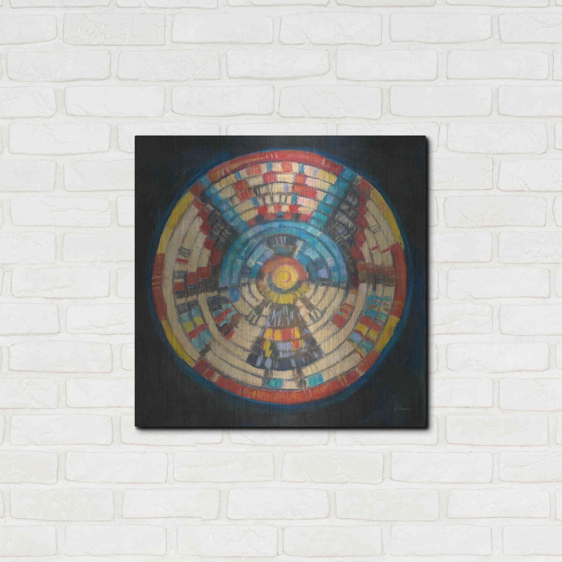 Luxe Metal Art 'Kachina Basket' by Carol Rowan, Metal Wall Art,24x24