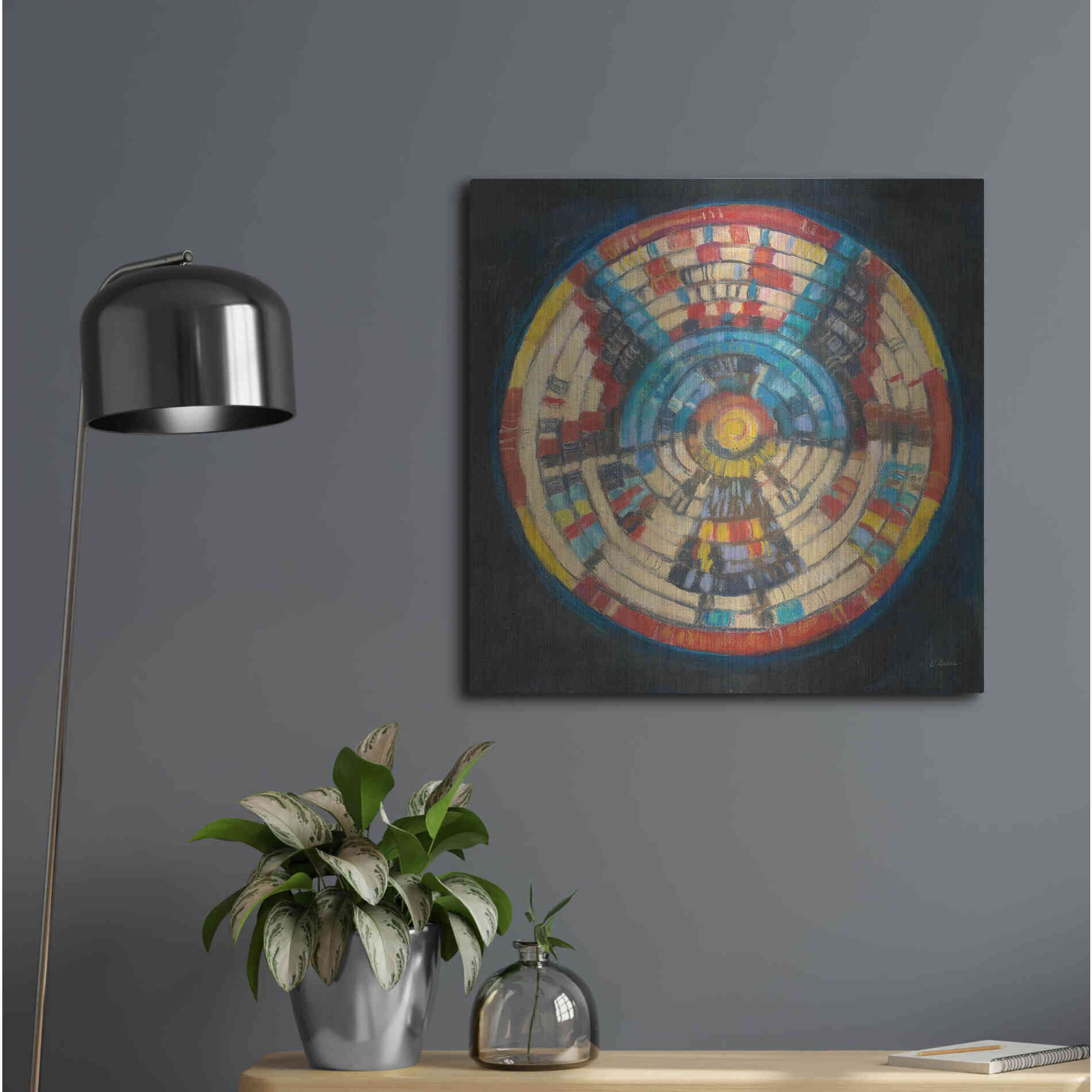 Luxe Metal Art 'Kachina Basket' by Carol Rowan, Metal Wall Art,24x24