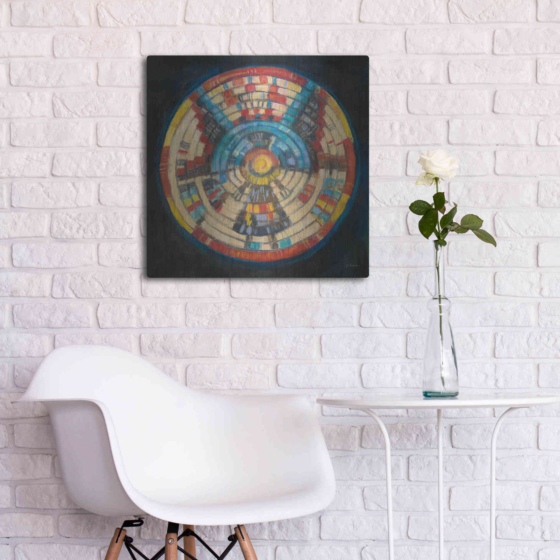 Luxe Metal Art 'Kachina Basket' by Carol Rowan, Metal Wall Art,24x24