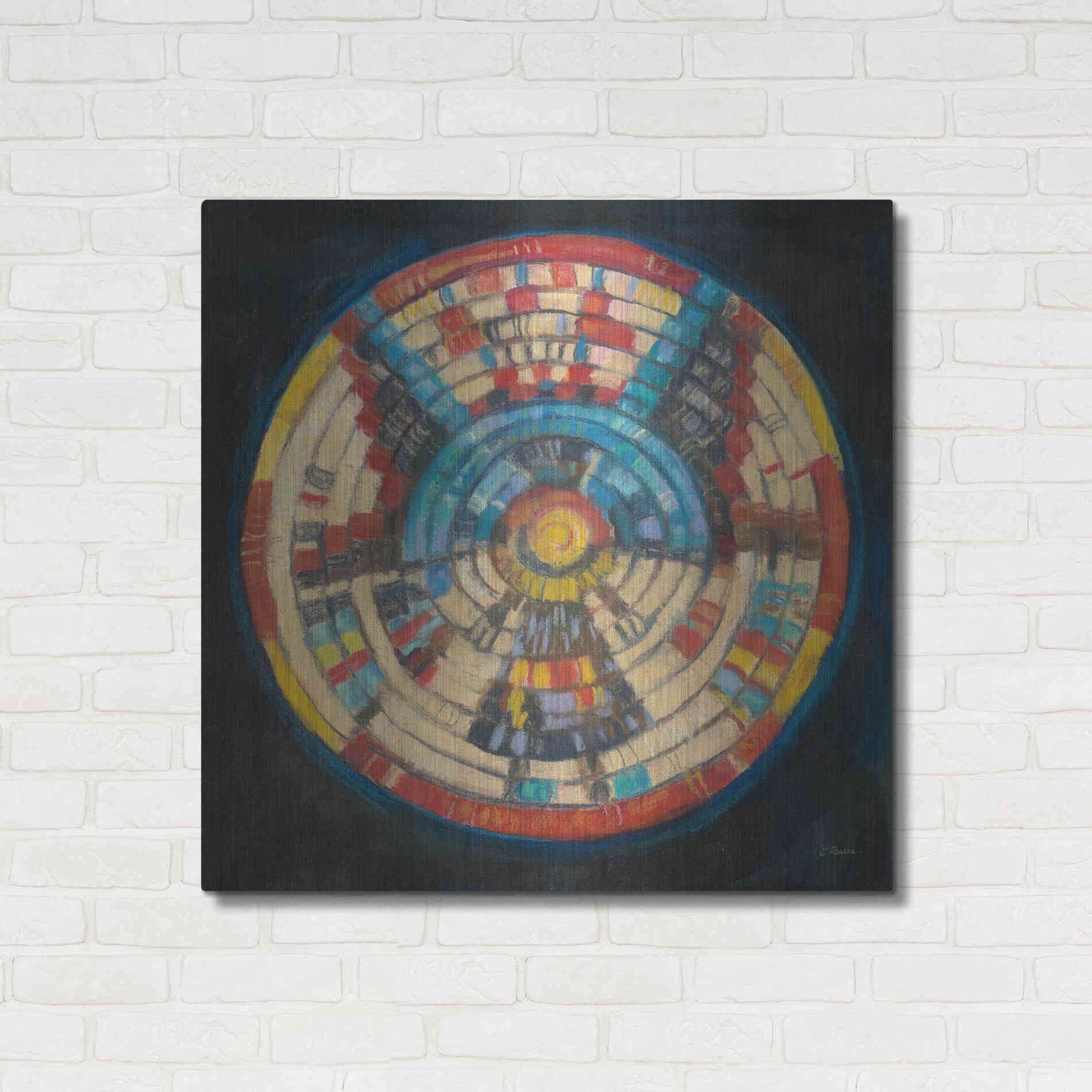 Luxe Metal Art 'Kachina Basket' by Carol Rowan, Metal Wall Art,36x36
