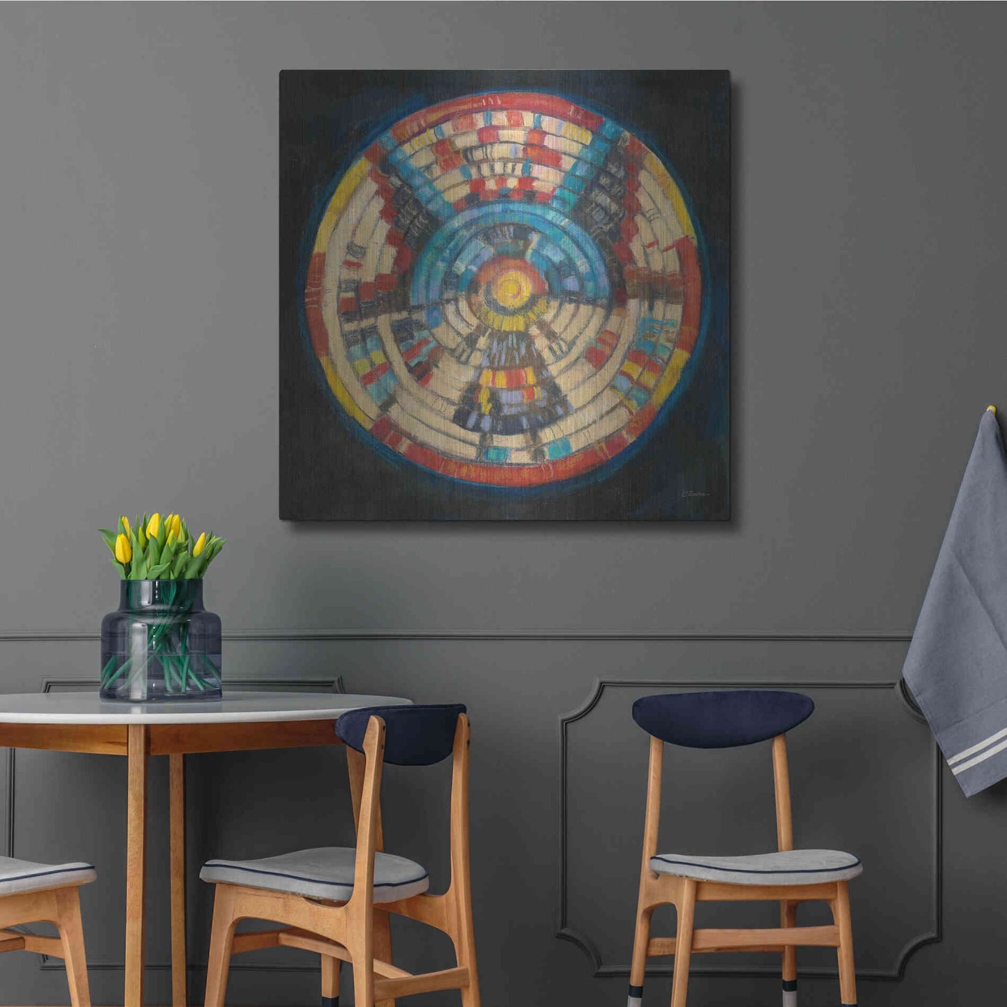 Luxe Metal Art 'Kachina Basket' by Carol Rowan, Metal Wall Art,36x36