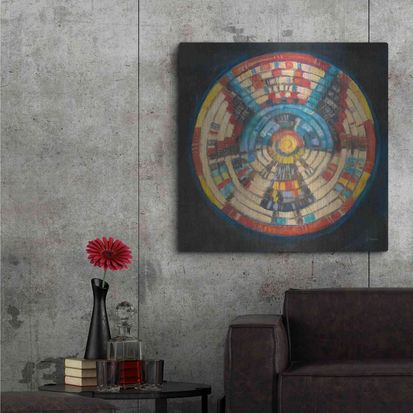 Luxe Metal Art 'Kachina Basket' by Carol Rowan, Metal Wall Art,36x36