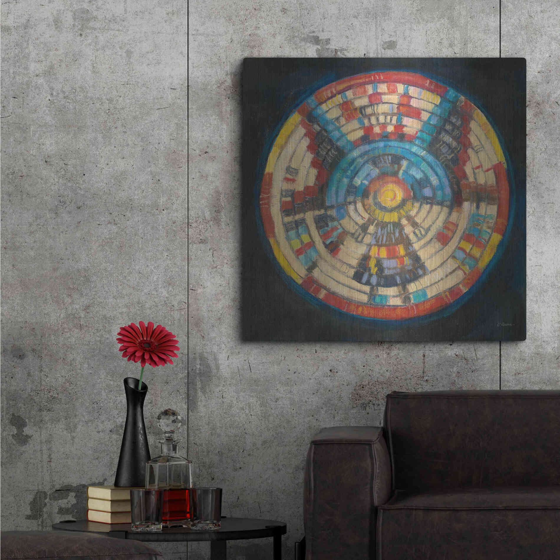 Luxe Metal Art 'Kachina Basket' by Carol Rowan, Metal Wall Art,36x36