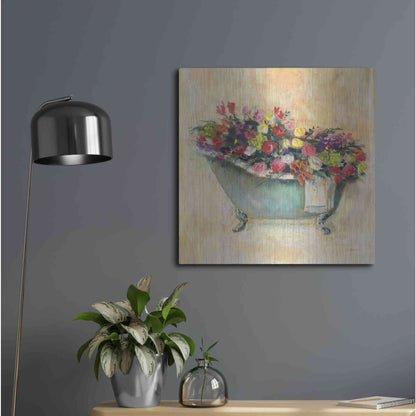 Luxe Metal Art 'Bathtub Bouquet I' by Carol Rowan, Metal Wall Art,24x24
