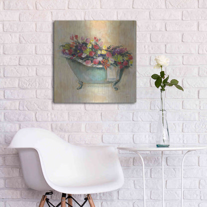 Luxe Metal Art 'Bathtub Bouquet I' by Carol Rowan, Metal Wall Art,24x24