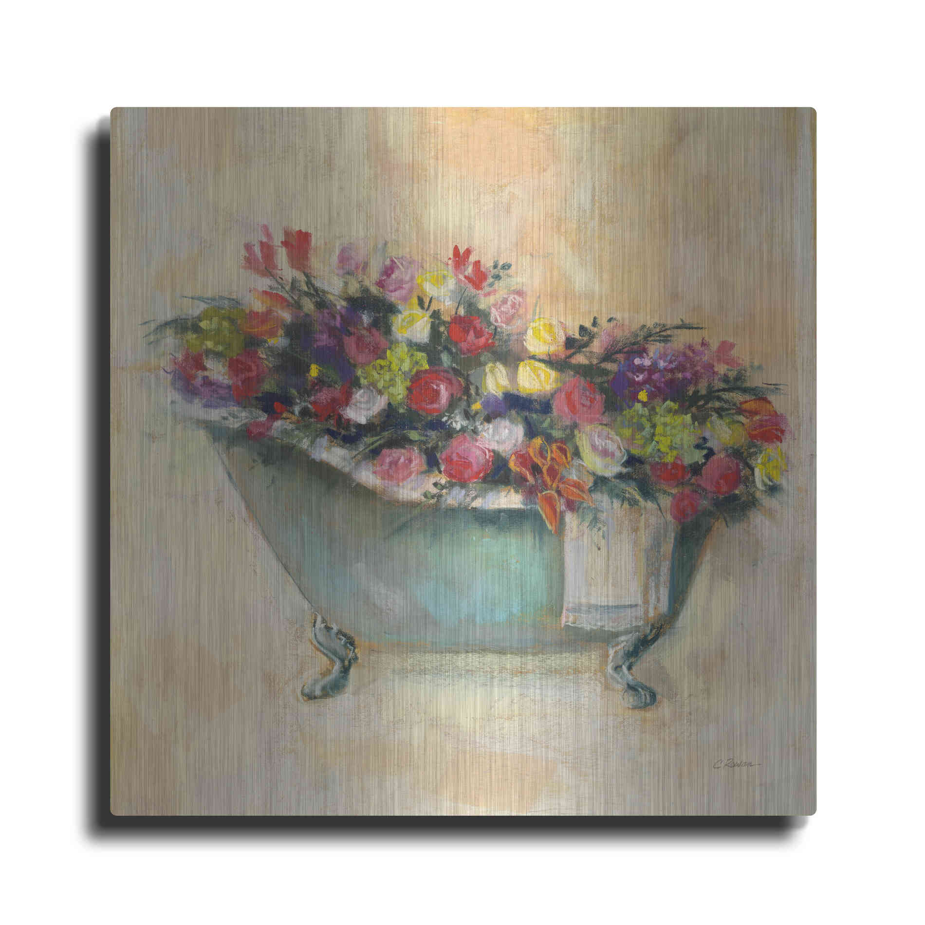 Luxe Metal Art 'Bathtub Bouquet I' by Carol Rowan, Metal Wall Art
