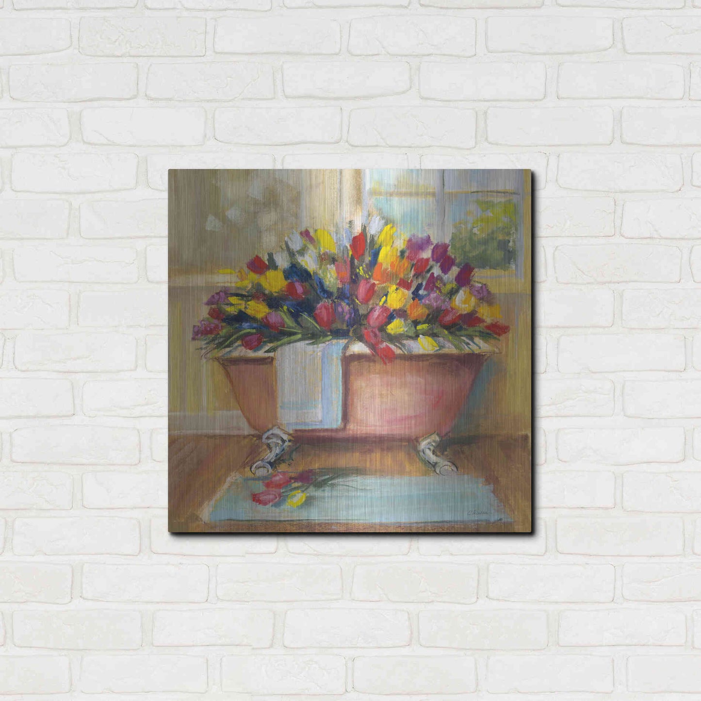 Luxe Metal Art 'Bathtub Bouquet II' by Carol Rowan, Metal Wall Art,24x24