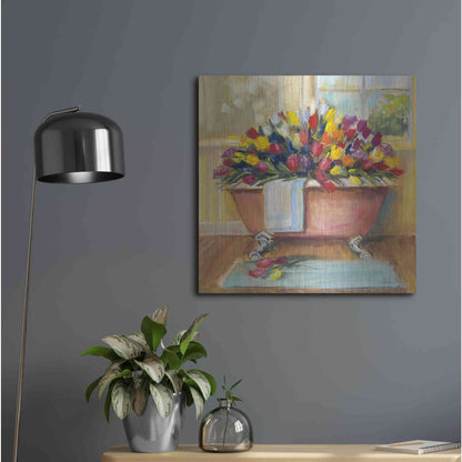 Luxe Metal Art 'Bathtub Bouquet II' by Carol Rowan, Metal Wall Art,24x24