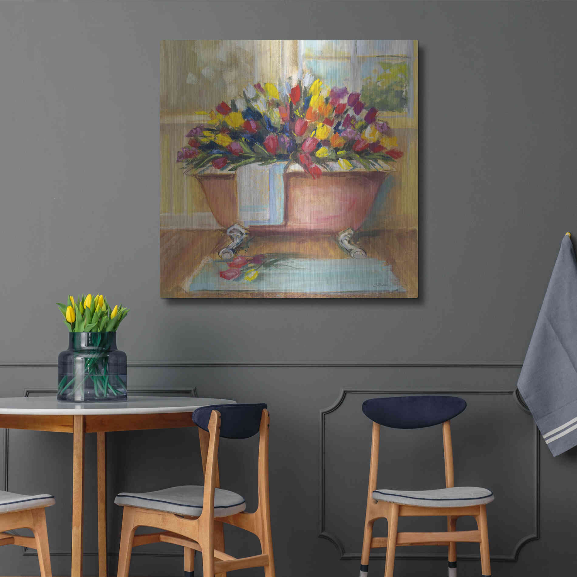 Luxe Metal Art 'Bathtub Bouquet II' by Carol Rowan, Metal Wall Art,36x36