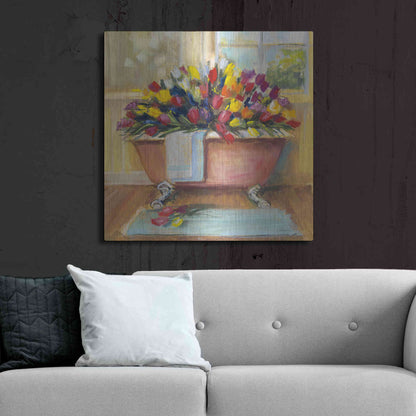 Luxe Metal Art 'Bathtub Bouquet II' by Carol Rowan, Metal Wall Art,36x36