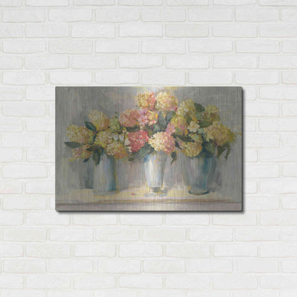 Luxe Metal Art 'IVory And Blush Hydrangea Bouquets' by Carol Rowan, Metal Wall Art,36x24