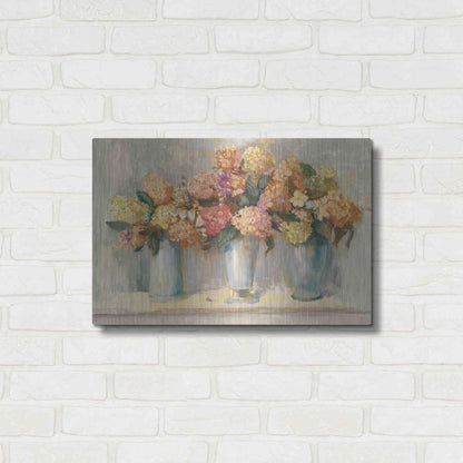 Luxe Metal Art 'Fall Hydrangea Bouquets' by Carol Rowan, Metal Wall Art,24x16