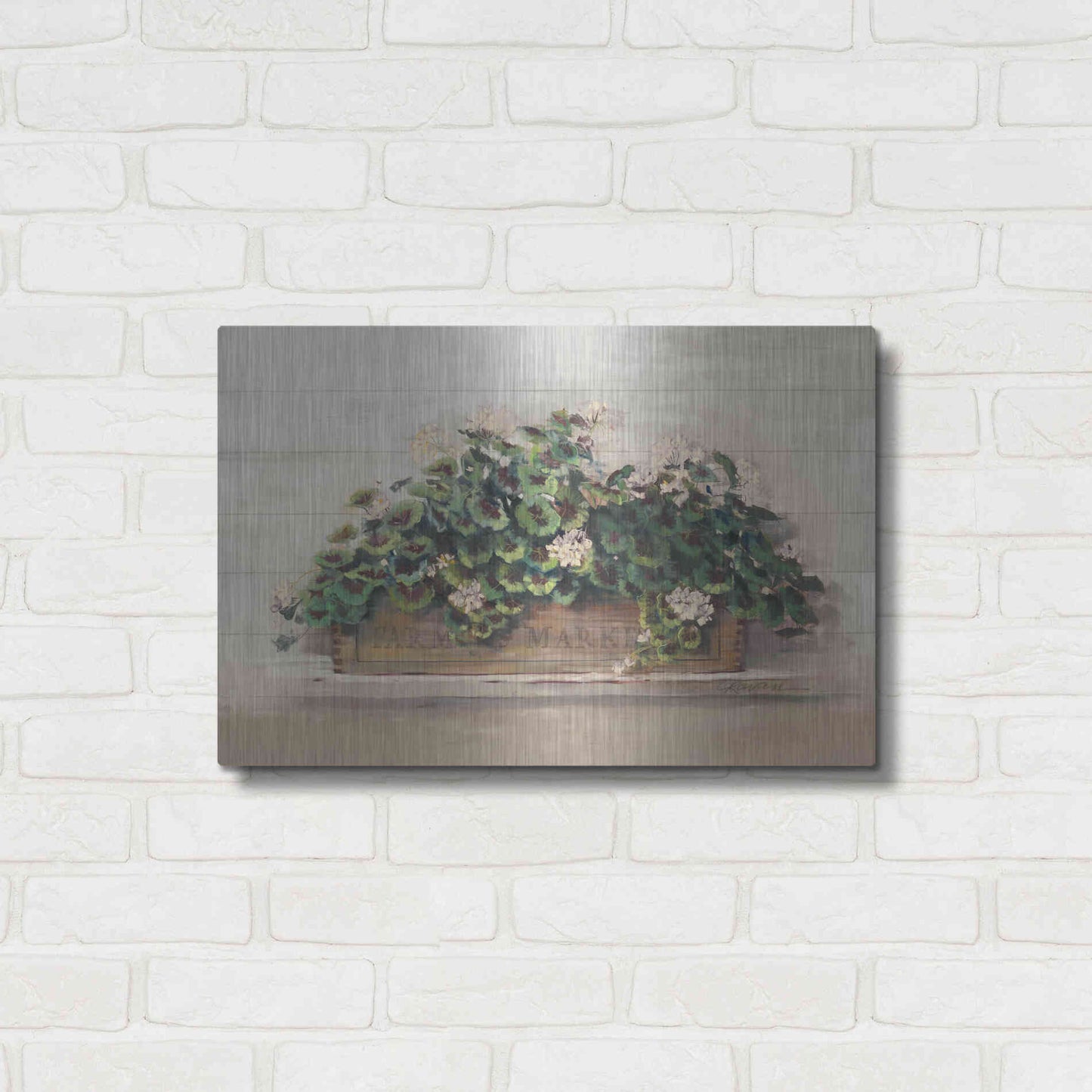 Luxe Metal Art 'Market Geraniums Farmers Market Crop' by Carol Rowan, Metal Wall Art,24x16