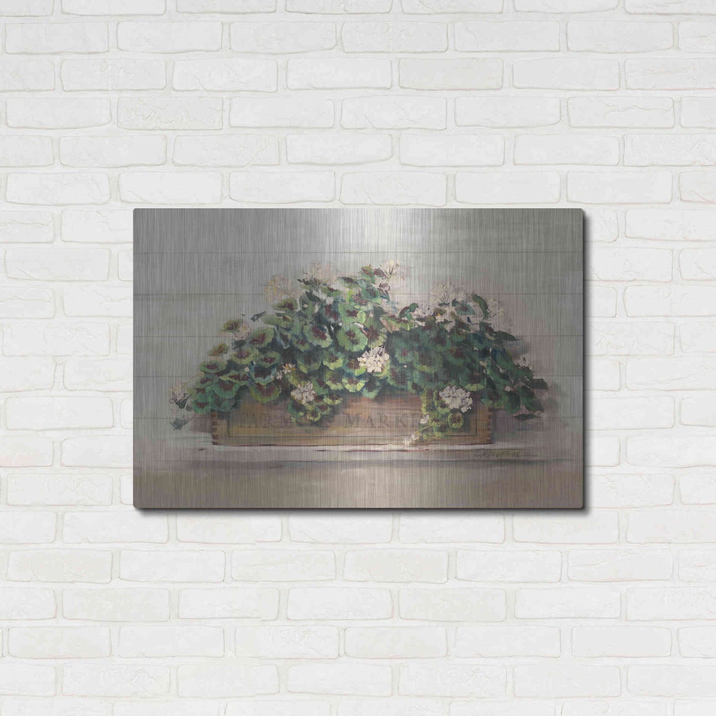 Luxe Metal Art 'Market Geraniums Farmers Market Crop' by Carol Rowan, Metal Wall Art,36x24